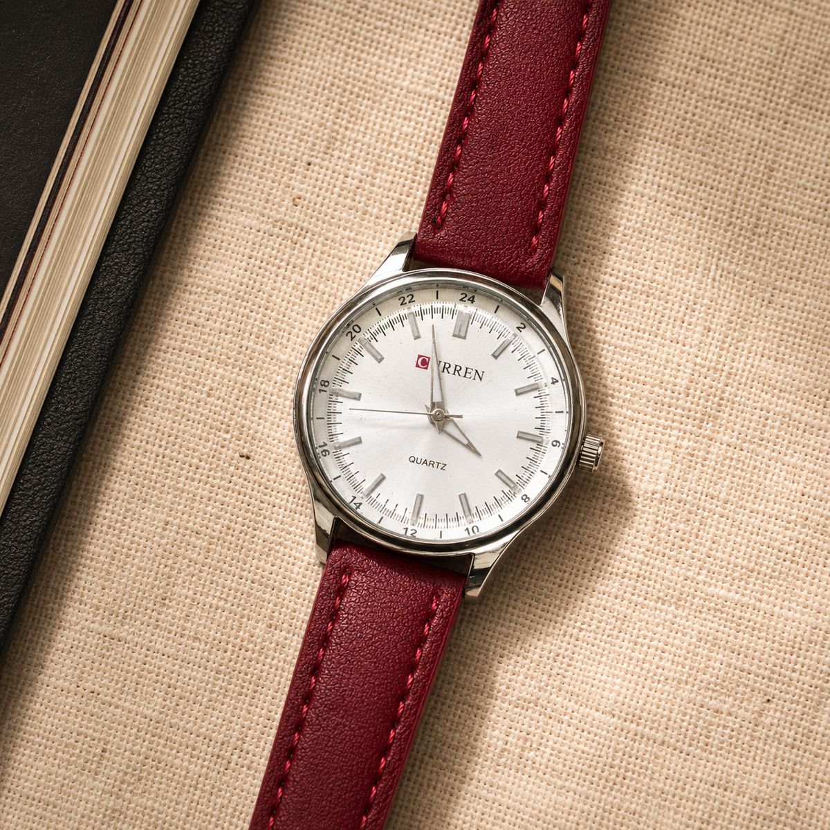 Curren 8365 Quartz Analog Watch – Wine Red