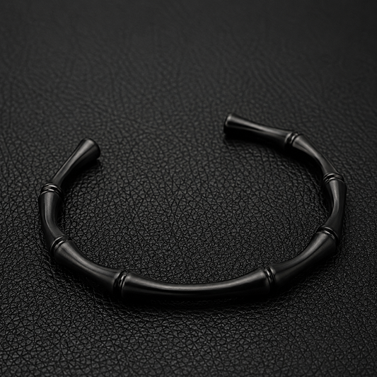 Bamboo Twist Cuff Bracelet – Black