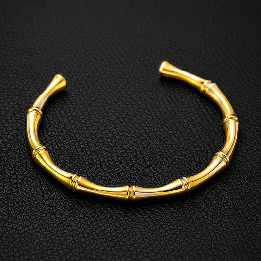 Bamboo Twist Cuff Bracelet – Gold