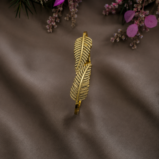 Golden Feather Cuff Bracelet