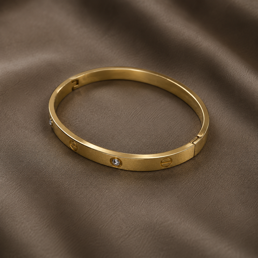 Golden Screw Detail Bangle Bracelet