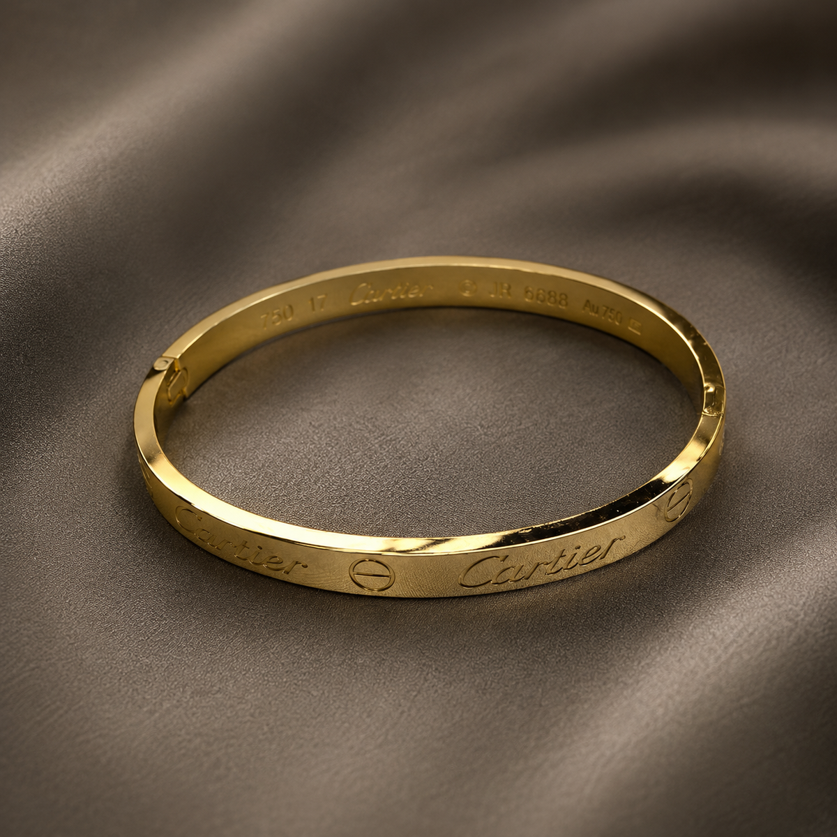 Golden Engraved Motif Bangle Bracelet