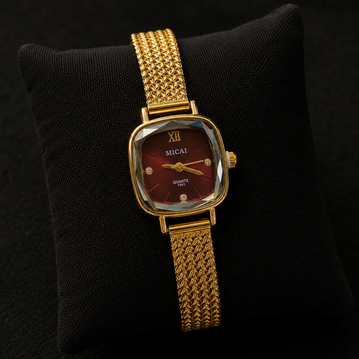 Micai Vintage Cushion Watch – Burgundy