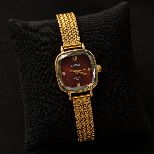 Micai Vintage Cushion Watch – Burgundy