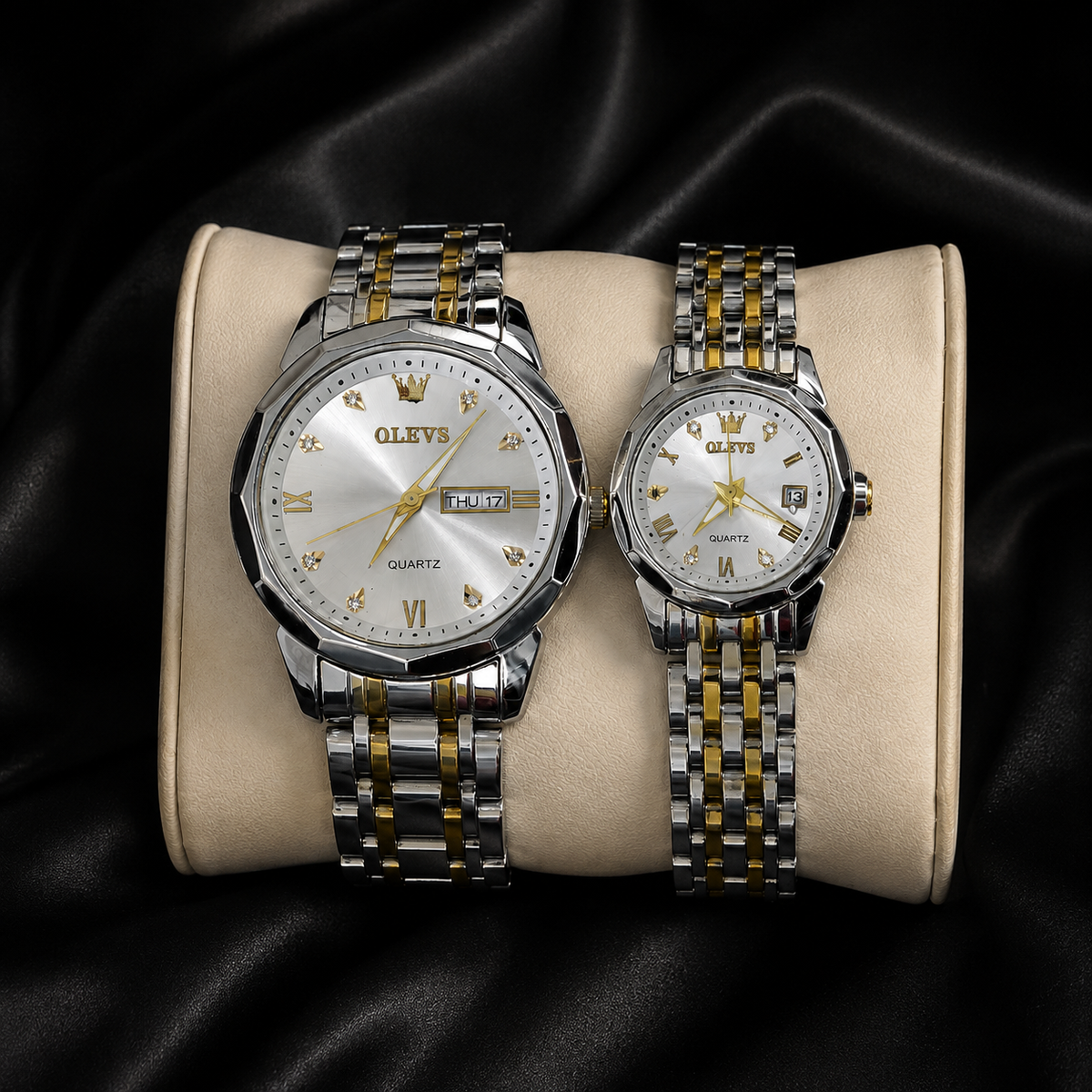 Olevs 9931 Classic Two-Tone Couple Watch Set