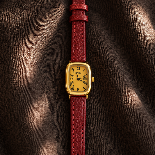 Naidu Vintage Roman Cushion Watch – Burgundy