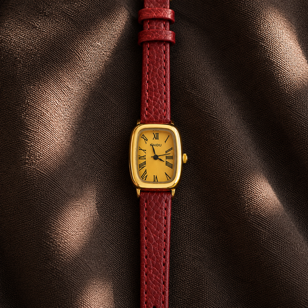 Naidu Vintage Roman Cushion Watch – Burgundy
