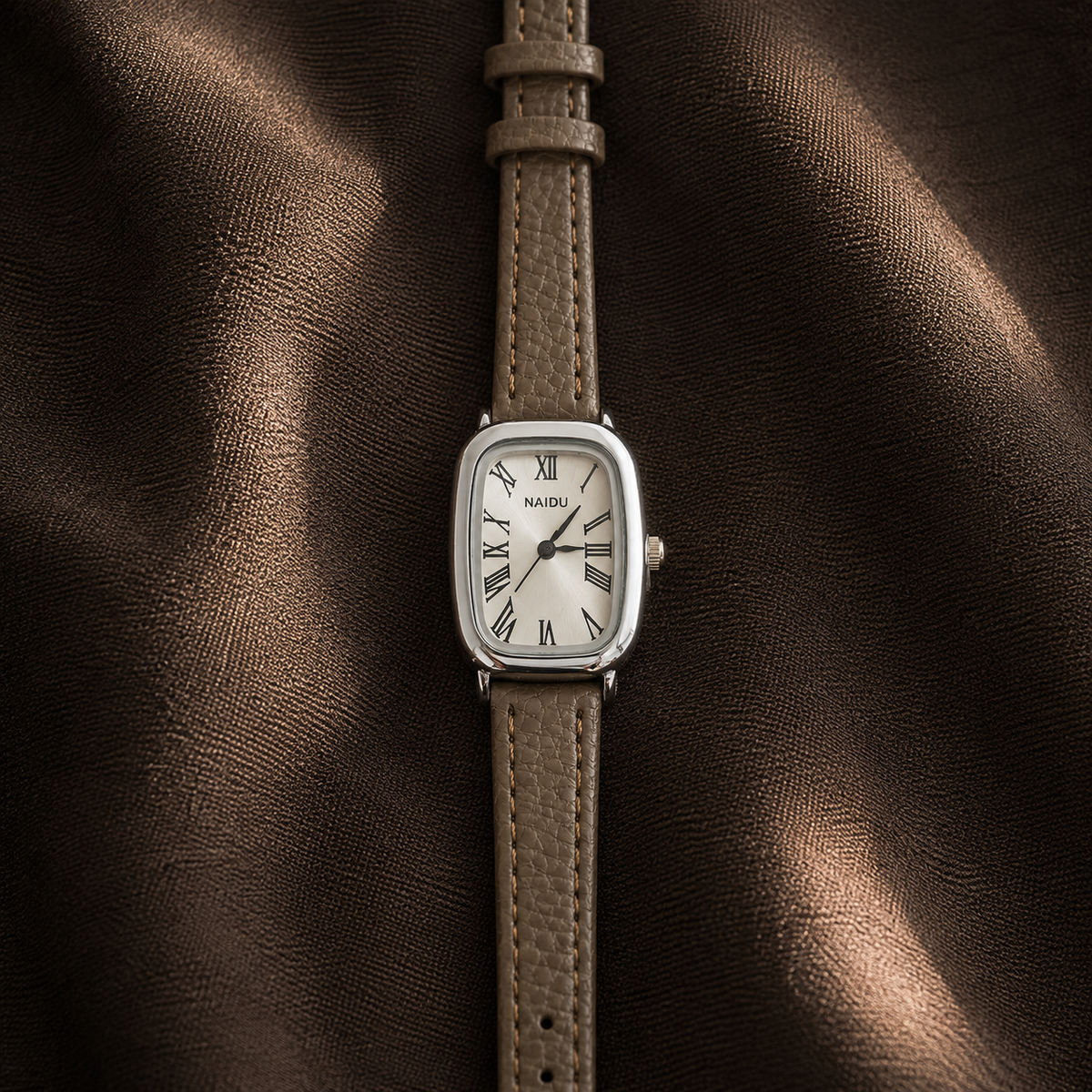 Naidu Vintage Roman Cushion Watch – Beige