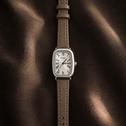 Naidu Vintage Roman Cushion Watch – Beige
