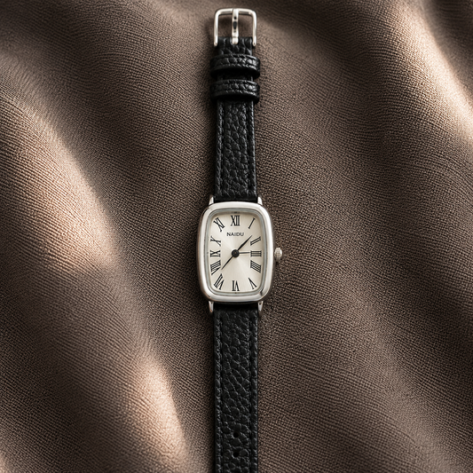 Naidu Vintage Roman Cushion Watch – Black