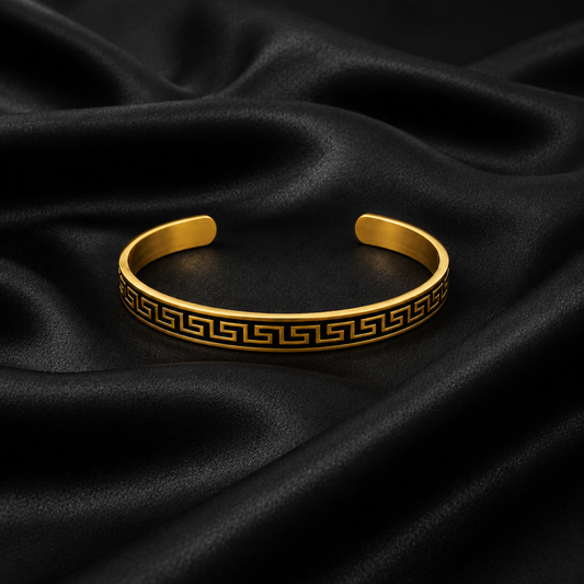 Greek Key Cuff Bracelet – Gold