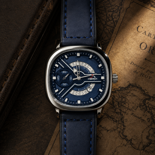 Heryi Men's Square Dial Watch – Navy Blue