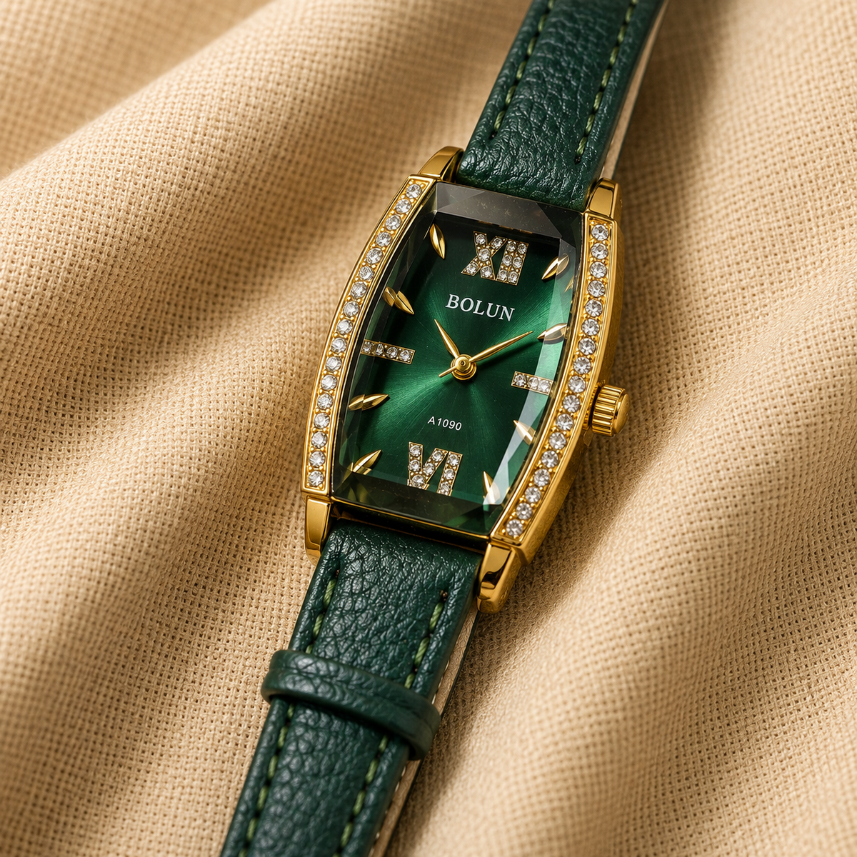 Bolun Rectangular Luxury Quartz Women's Watch – Green