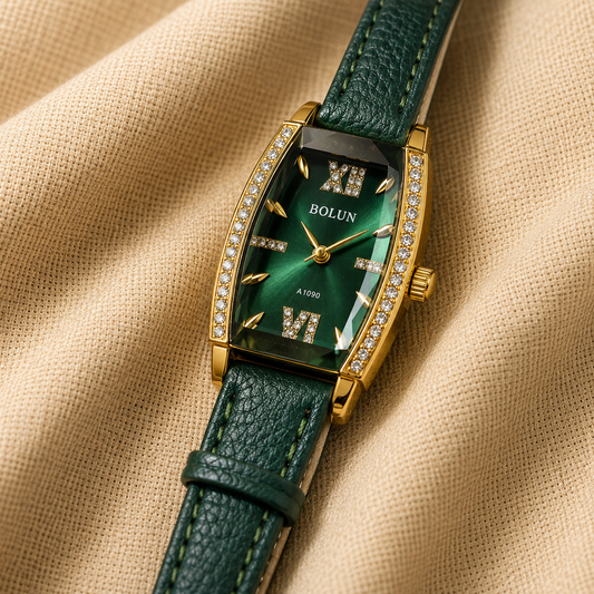 Bolun Rectangular Luxury Quartz Women's Watch – Green