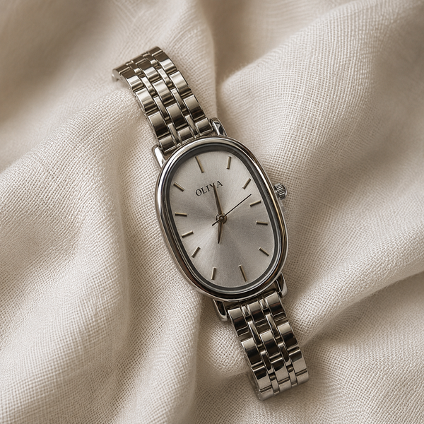 Oliya Women's Quartz Oval Watch – Silver
