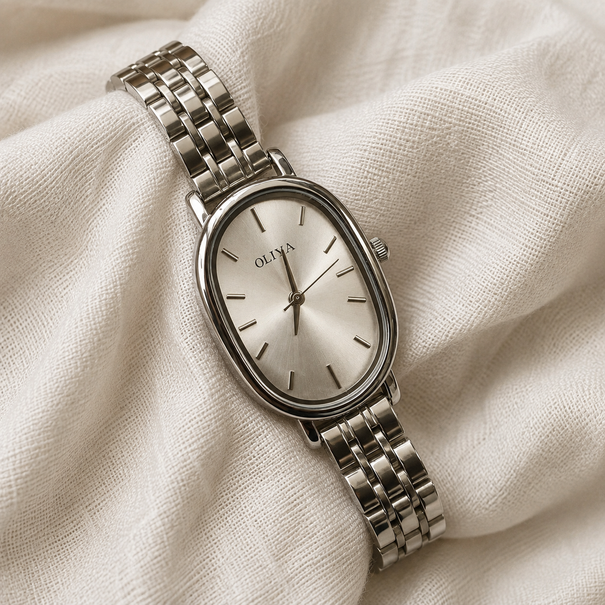 Oliya Women's Quartz Oval Watch – White
