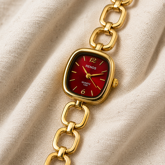 Renos Quartz Chain Watch – Red