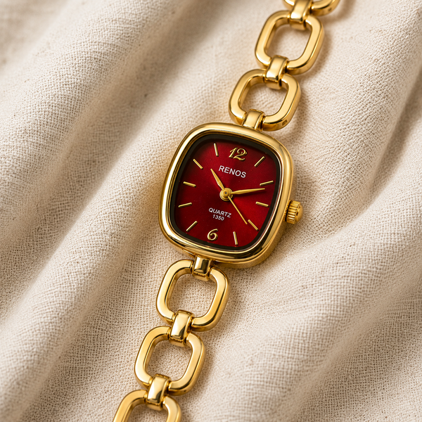 Renos Quartz Chain Watch – Red